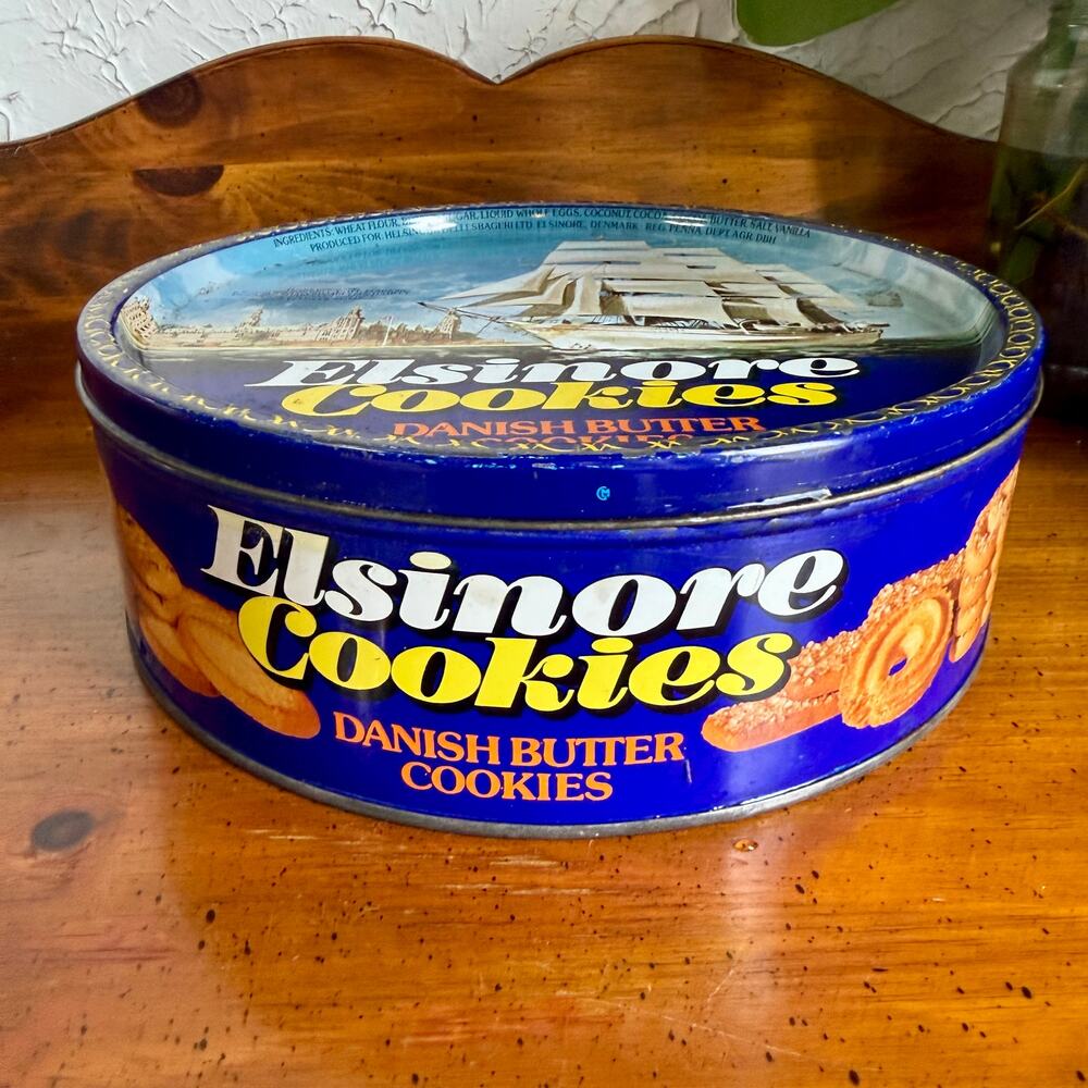 Vintage Elsinore Cookies Tin Danish Butter Cookies Tin Nautical Ship Denmark - Picture 2 of 11